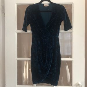 Blue crushed velvet dress